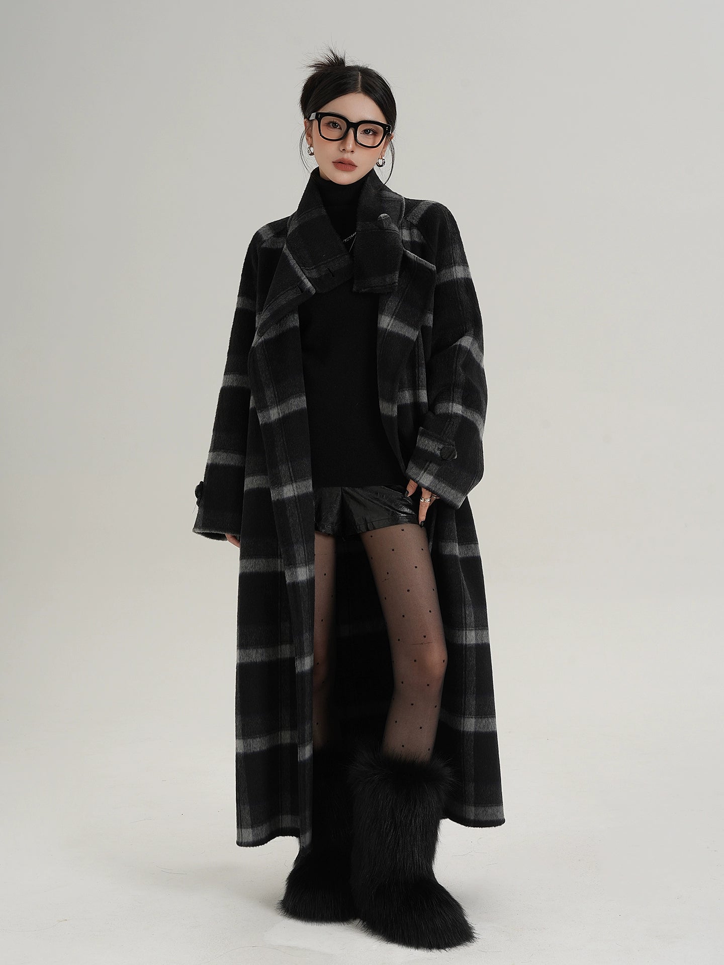 Stand Collar Paid Long Coat SRS0391