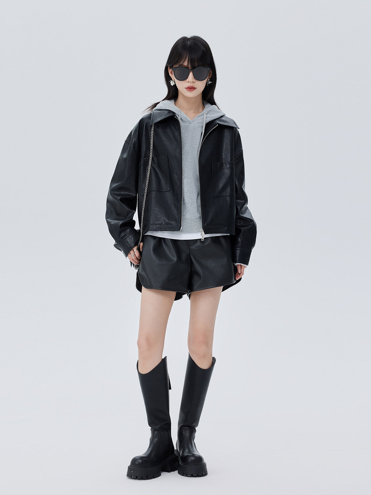 Drop Shoulder Leather Jacket SHN0020