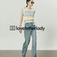 Pastel Summer Knit Vest / Wide Denim Pants LLA0186