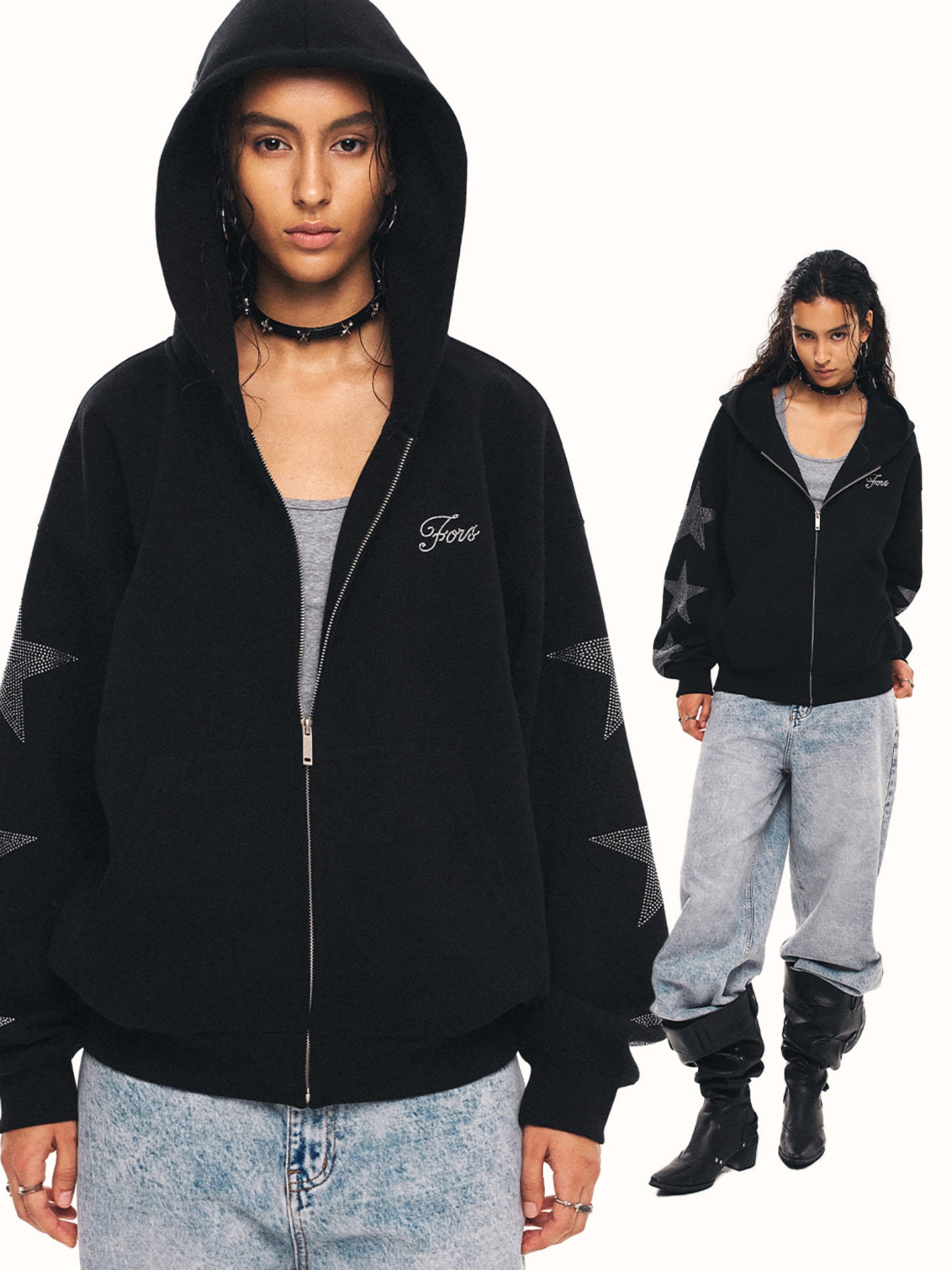 Star Rhinestone Hoodie ZTS0028