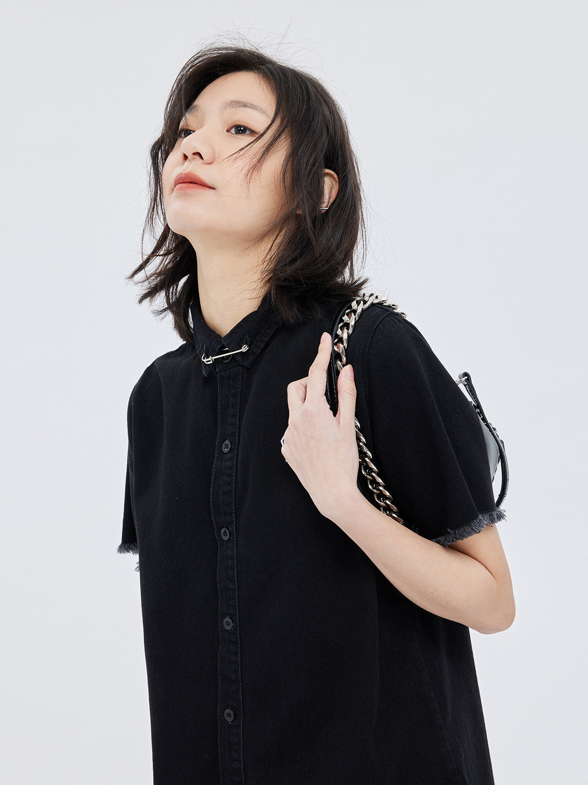 Polo Collar Embroidered Shirt Dress SHN0005