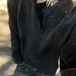 Half Zip Vintage Washed Top FLG0004