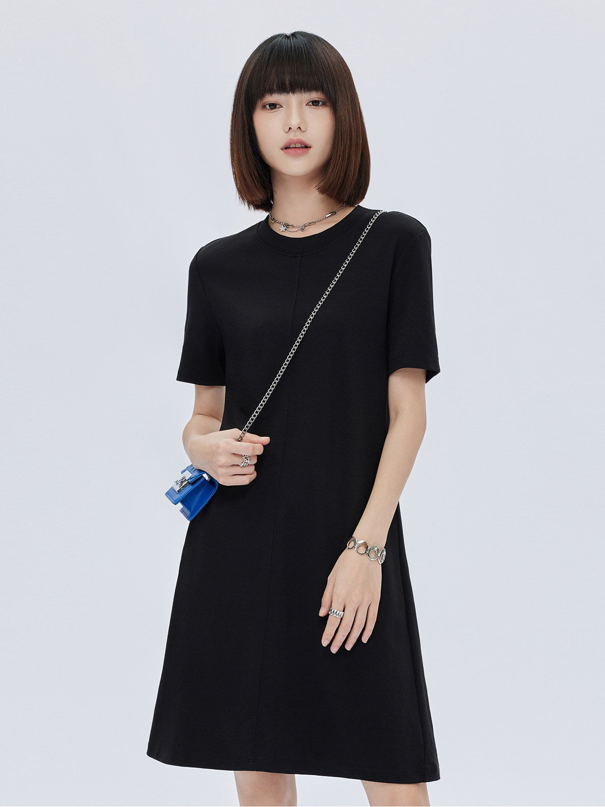 Crew Neck T-Shirt Short Dress SHN0010