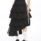 Asymmetry Side Line Tiered Long Skirt BGS0043