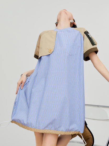 Mixed Material Docking Balloon Dress FER0357