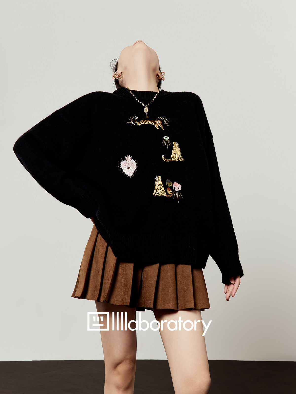 Leopard Embroidery Loose Knit LLA0600