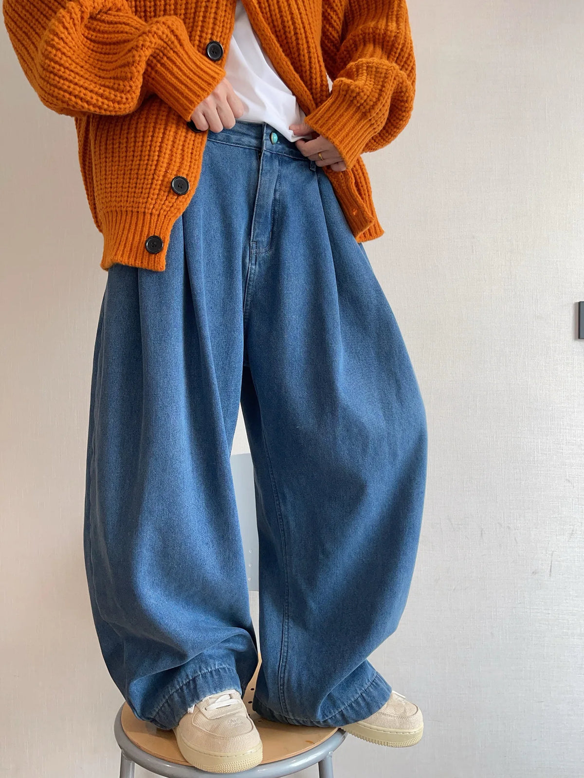 Retro Washed Blue Wide Jeans DAZ0001