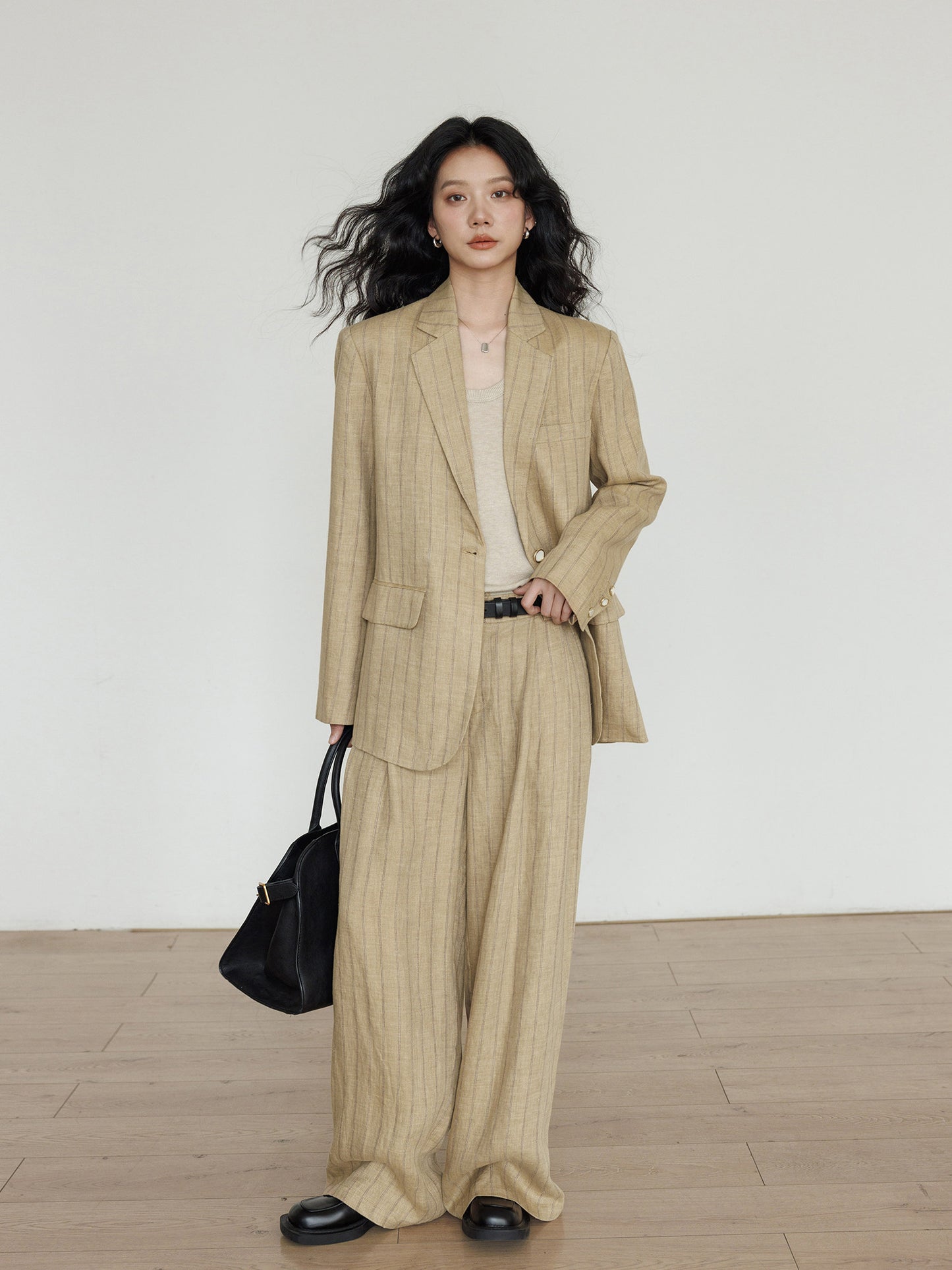 Stripe Design Blazer Jacket / Casual Wide Pants VAS0189