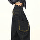 Retro Curve Wide Denim Pants WDZ0030