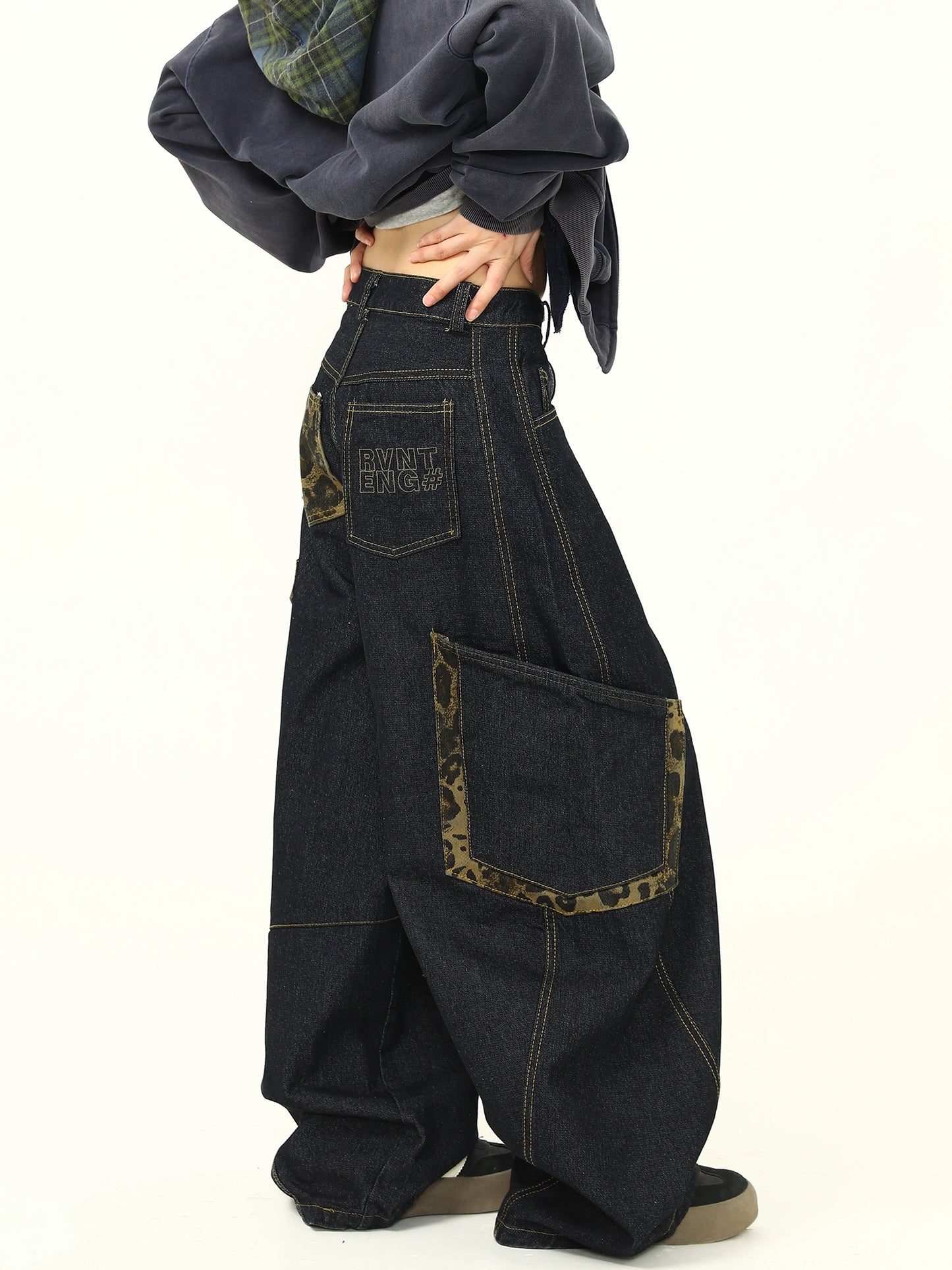 Retro Curve Wide Denim Pants WDZ0030