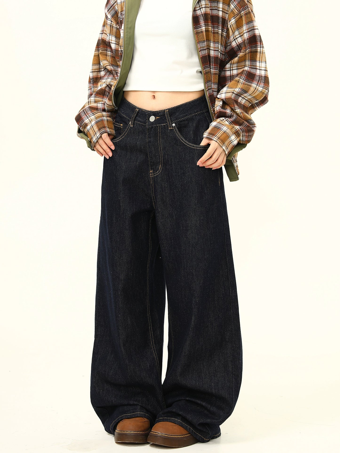 Loose Wide Curve Denim Pants WDZ0032