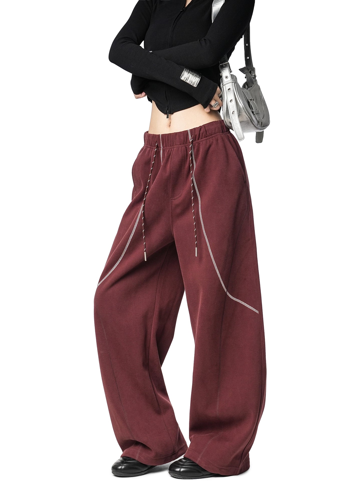 Color Contrast Stitch Sweat Pants ICM0105
