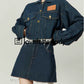 Denim Blue Stitched Denim Jacket & Skirt LLA0320