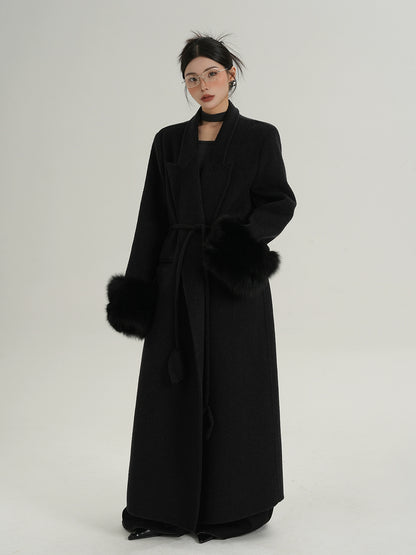 Fur Cuff Long Coat SRS0403
