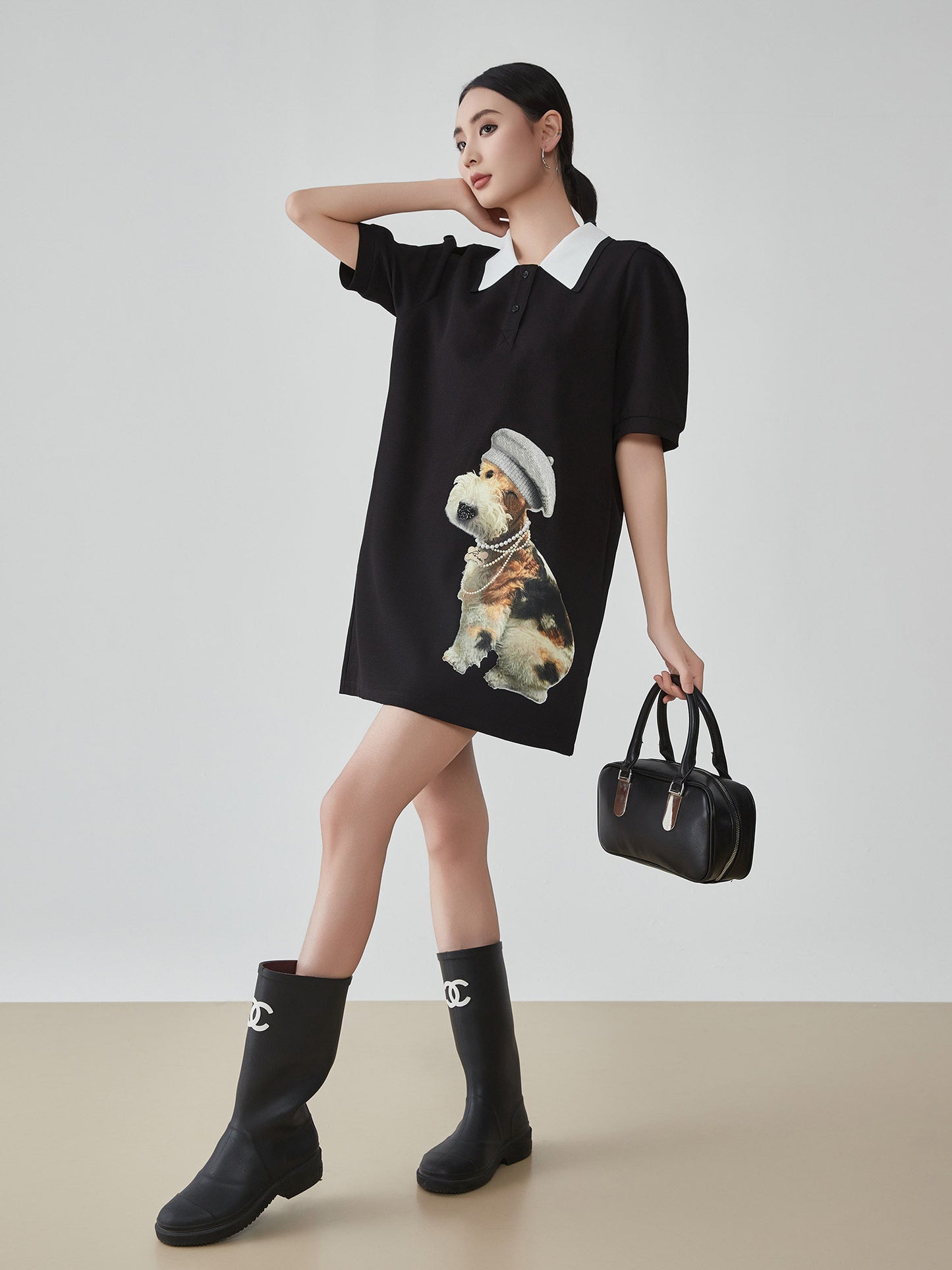 Dog Graphic Polo Dress FER0202