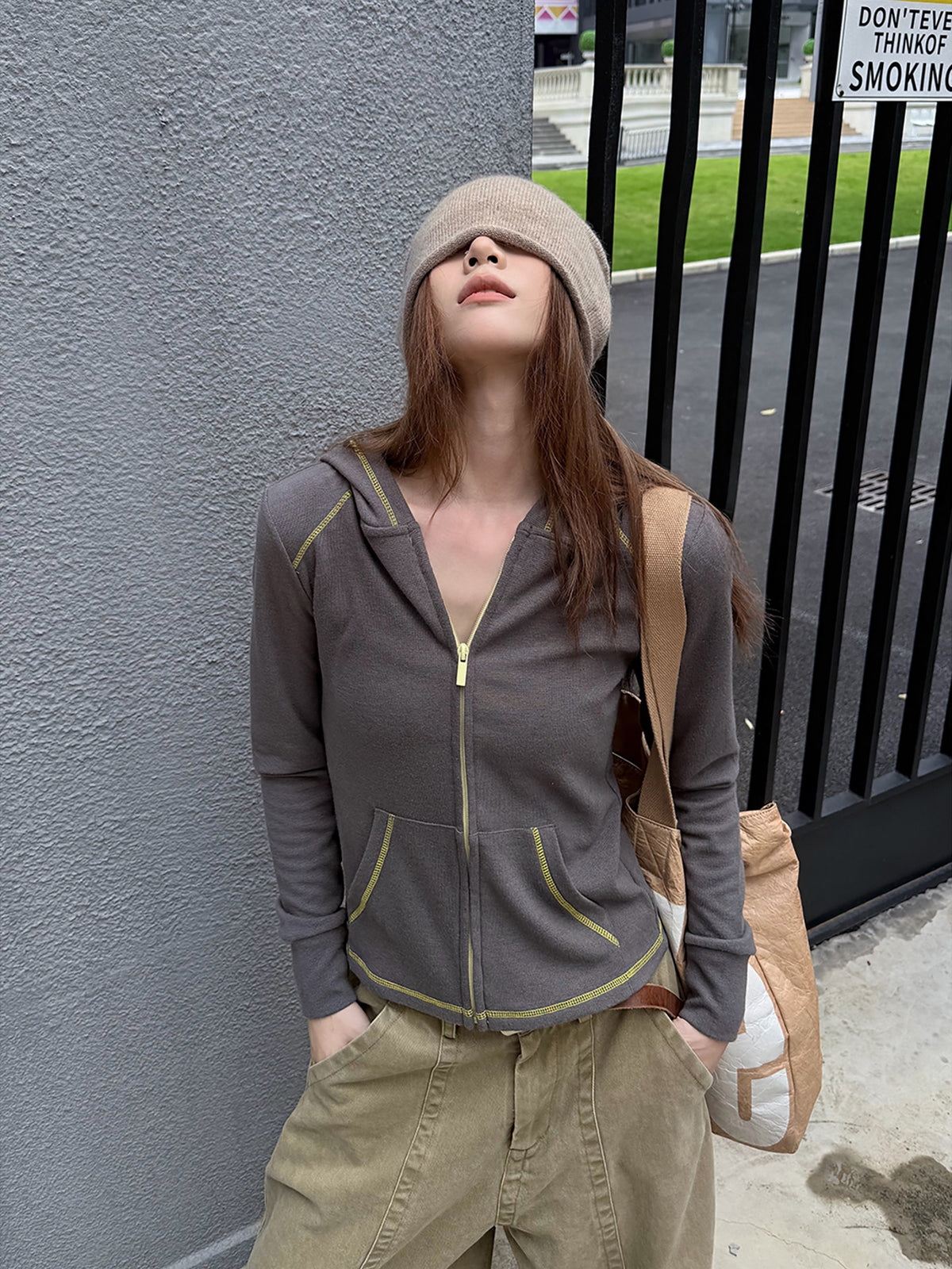 Rib Zip-Up Slim Hoodie WWP0014
