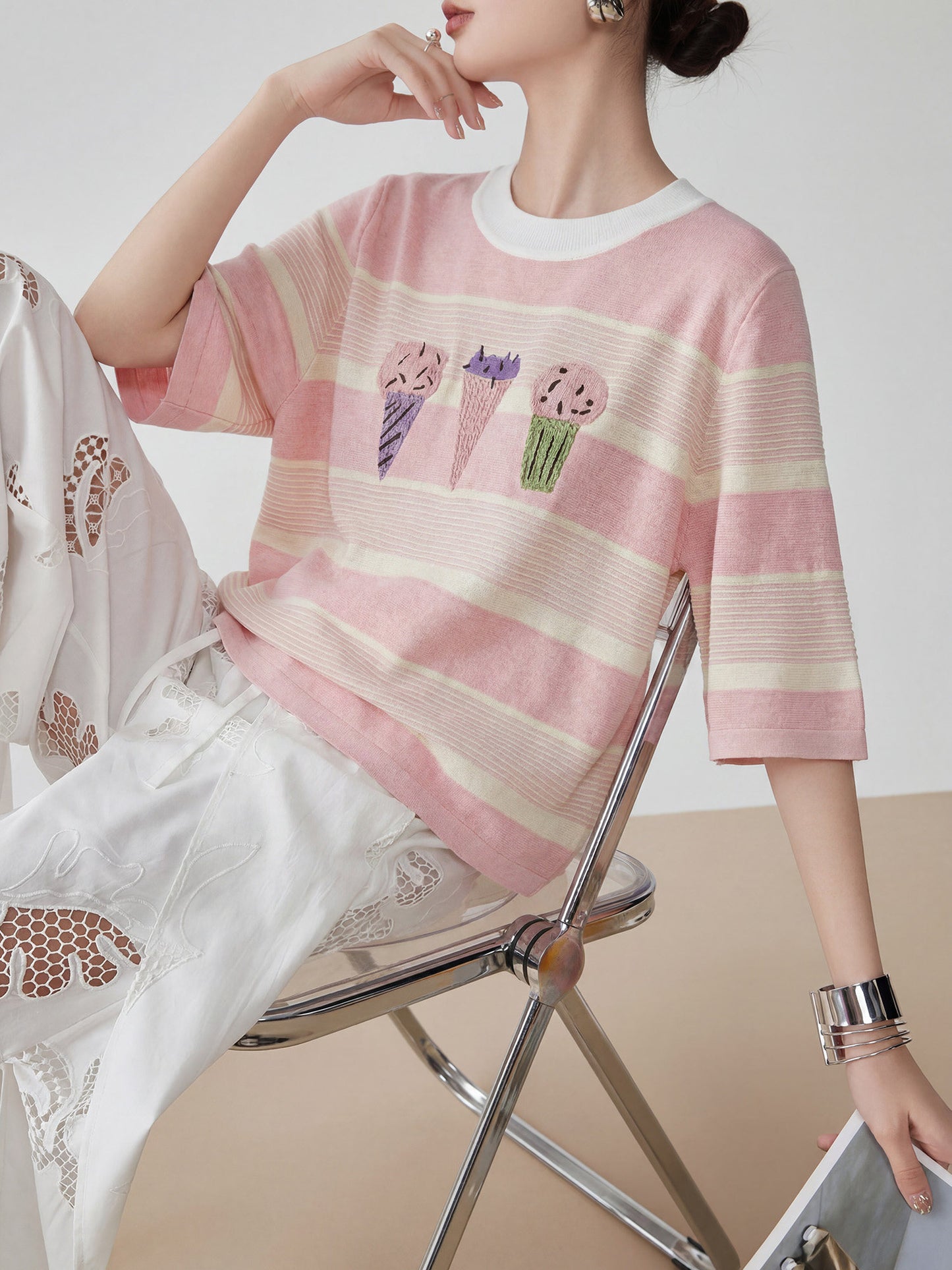 Ice Cream Short-Sleeve Summer Knit FER0259