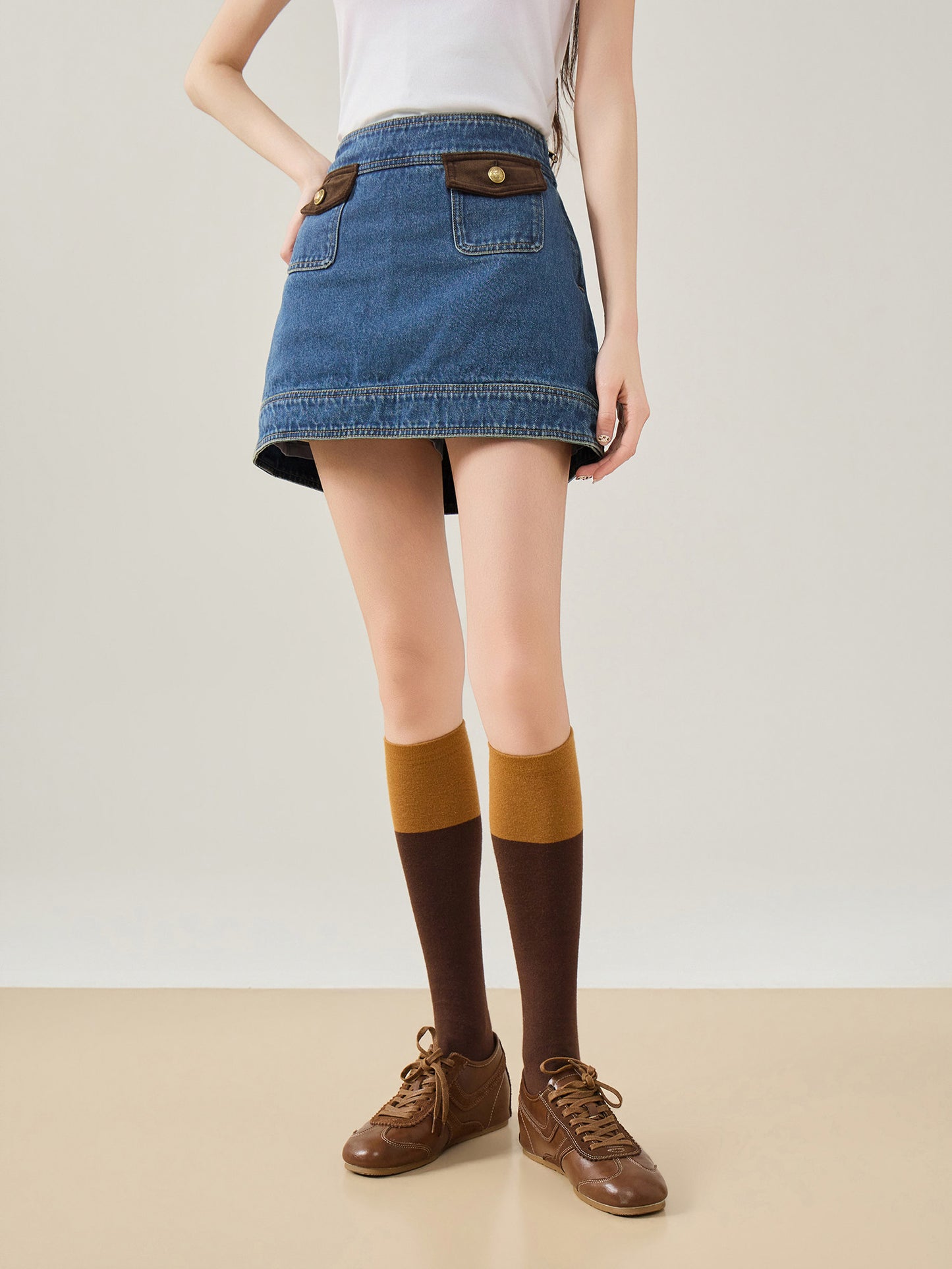Retro Denim Vest / Denim Mini Skirt FER0079