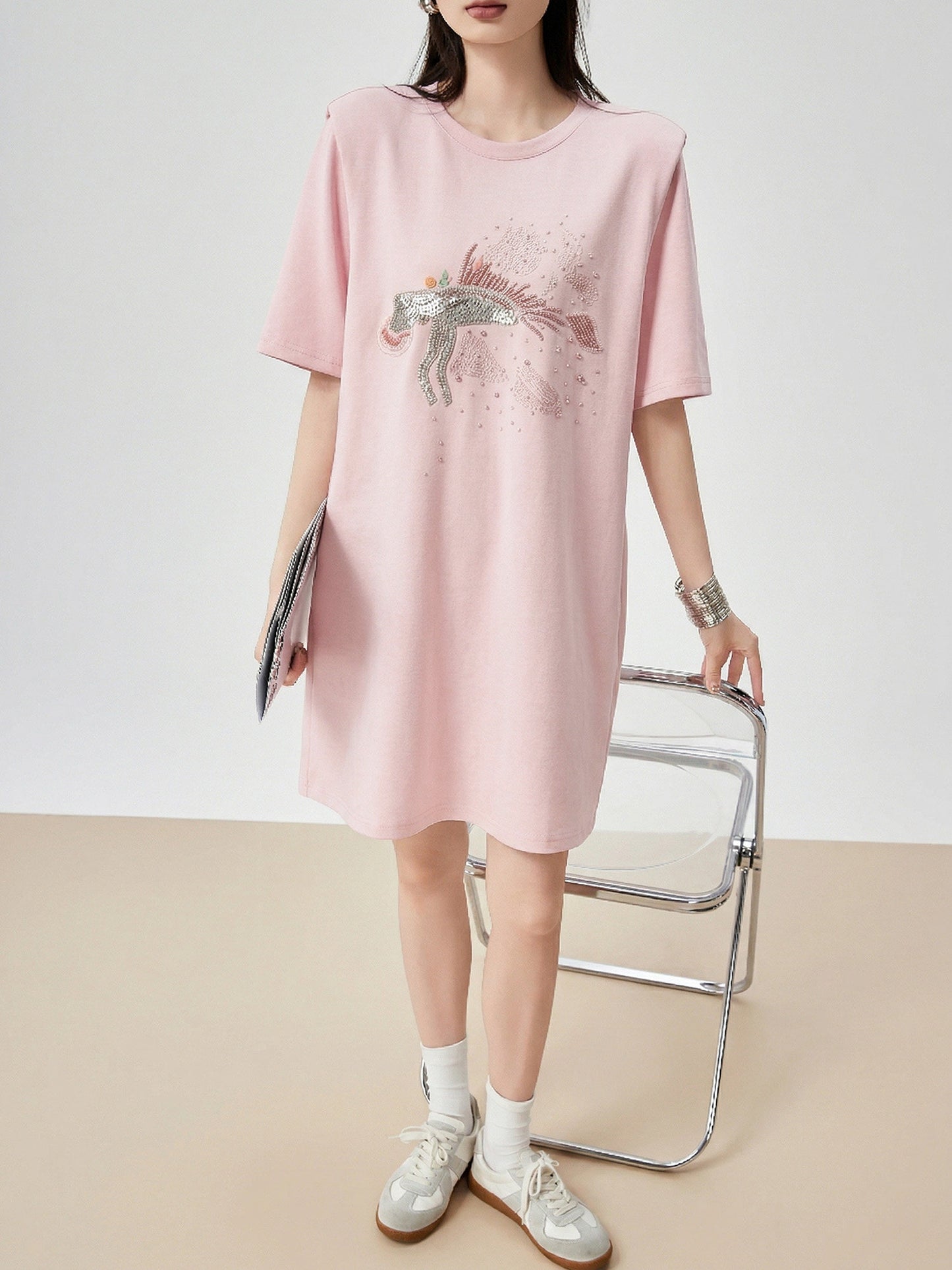 Horse Motif T-Shirt Dress FER0290