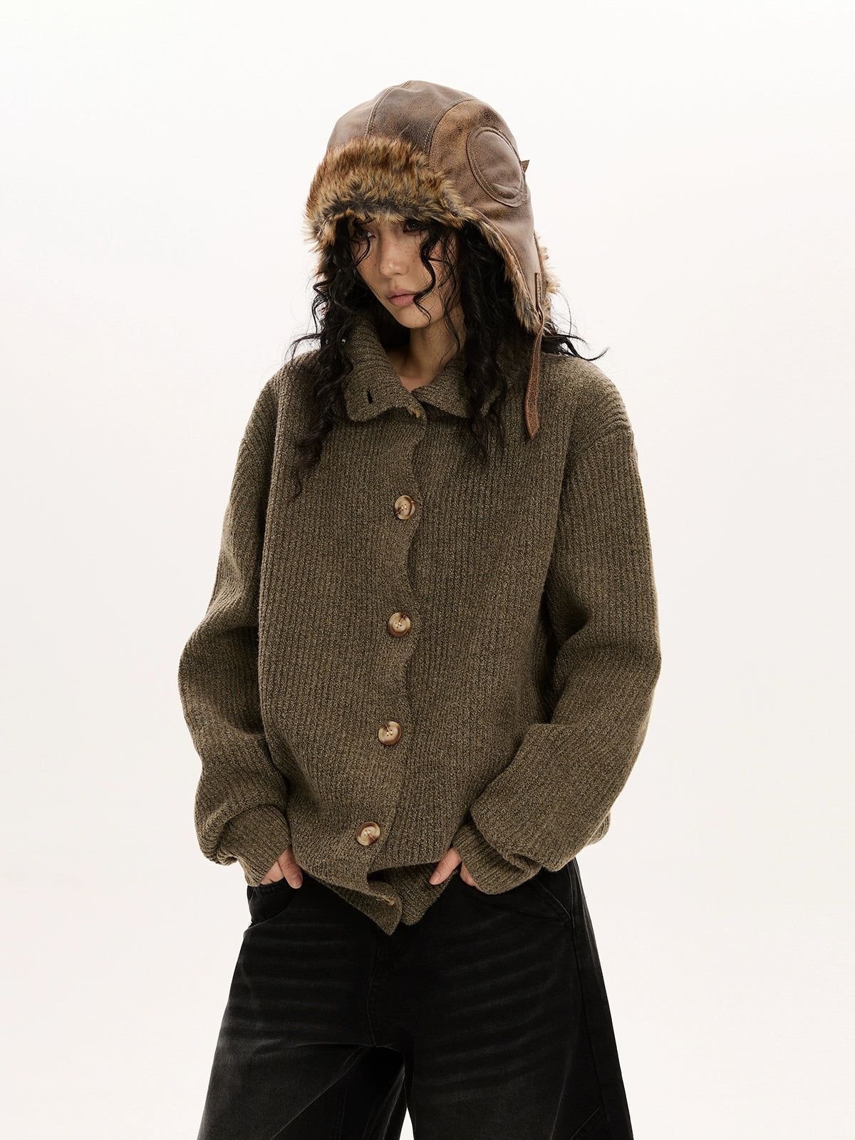 Stand Collar Knit Cardigan VAT0009