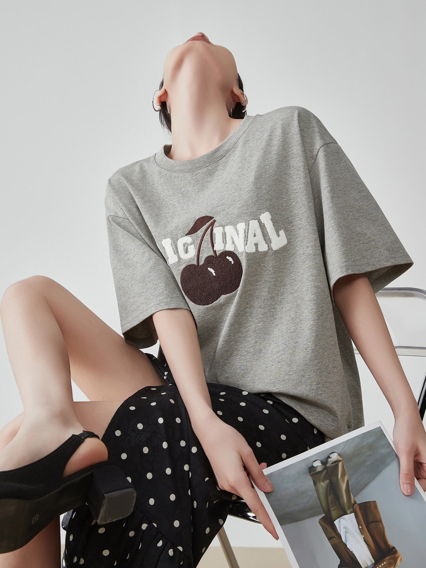 Cherry Print Short-Sleeve T-Shirt  FER0265