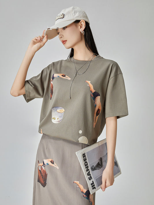Swimmer Print Short-Sleeve T-Shirt / Long Skirt FER0286