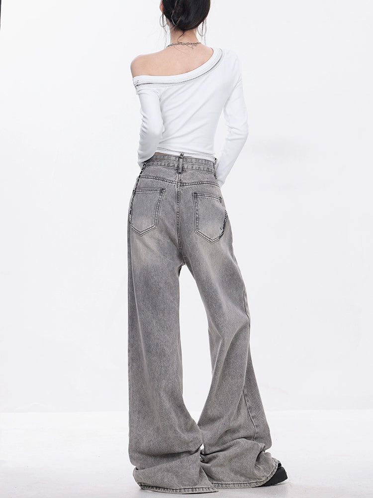 Slit Wide Denim Pants ABW0016