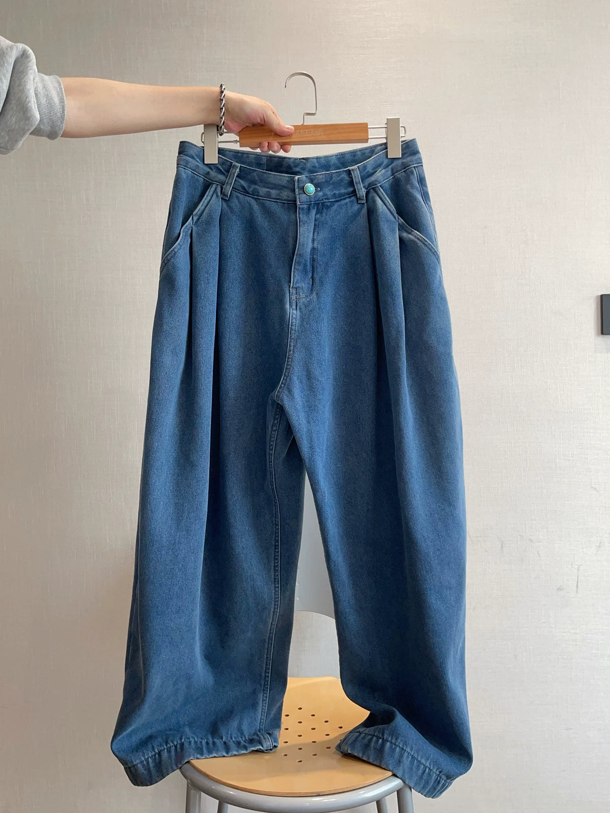 Retro Washed Blue Wide Jeans DAZ0001