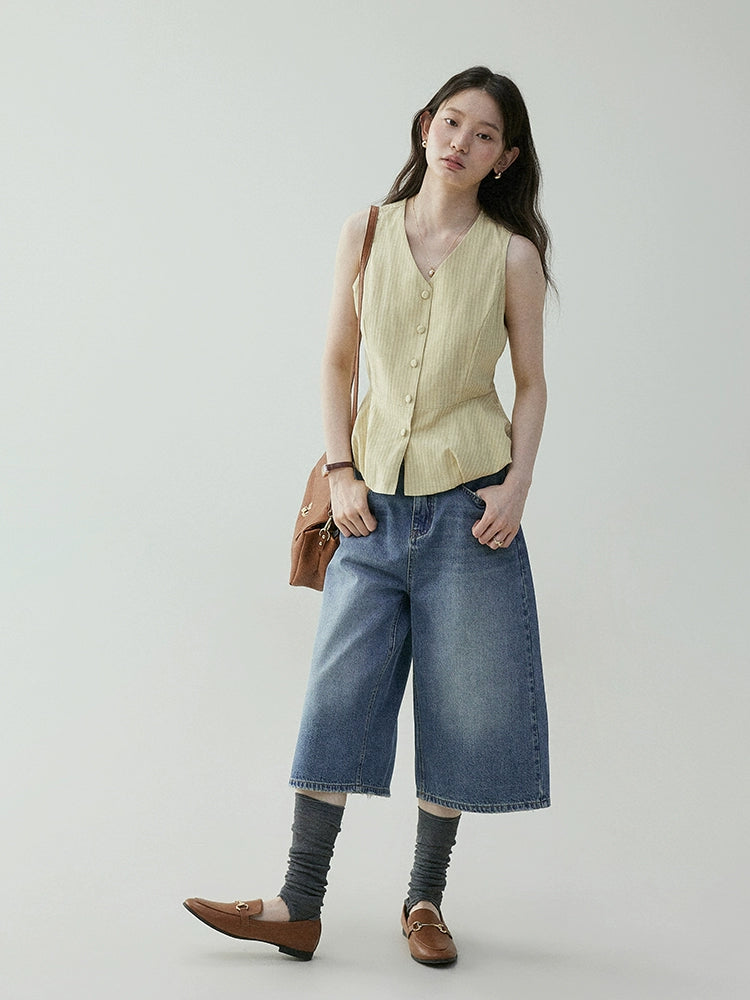 V-Neck Flare Stripe Vest VOE0004