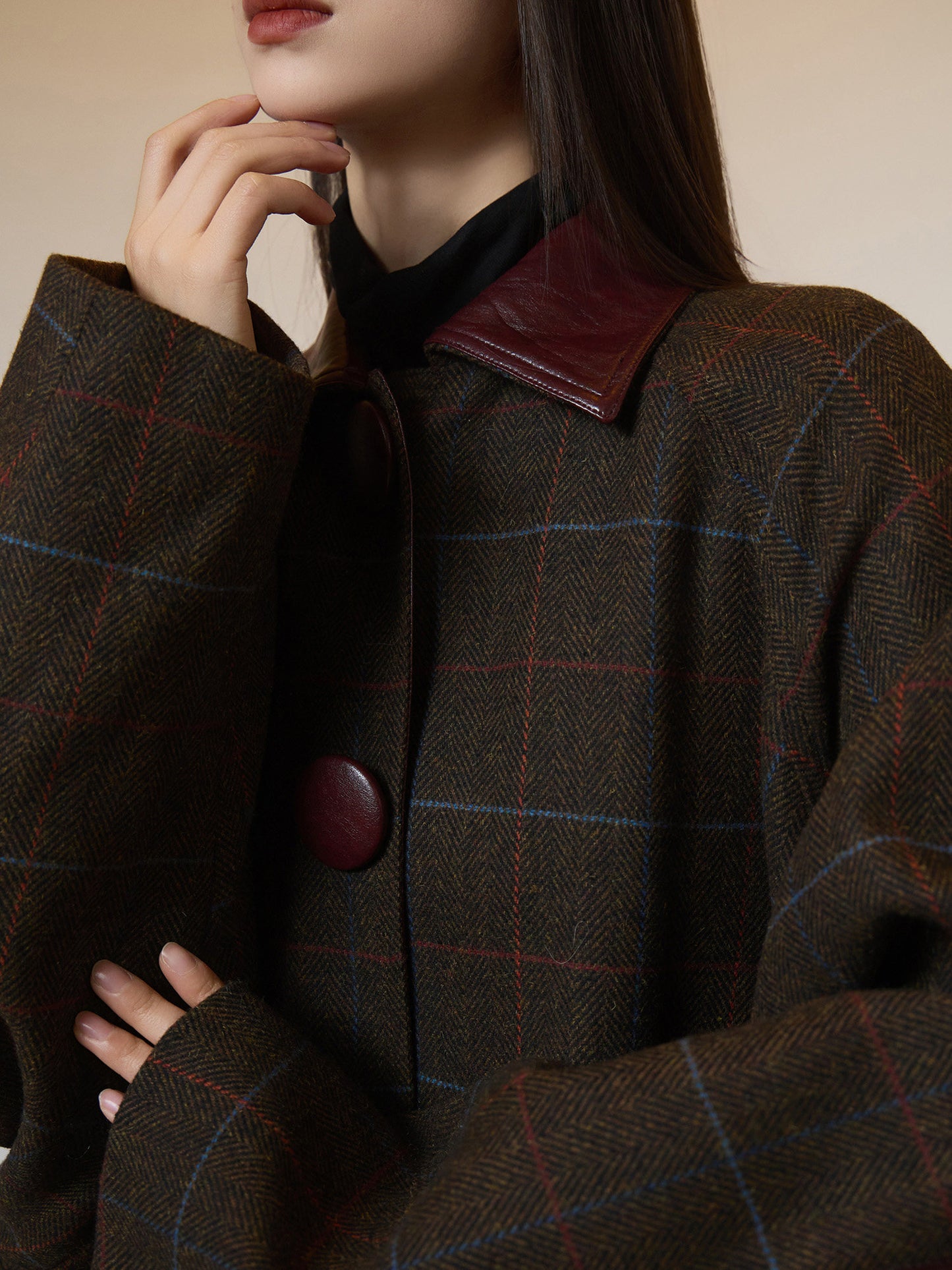 Patchwork Lapel Wool Coat  SUY0021