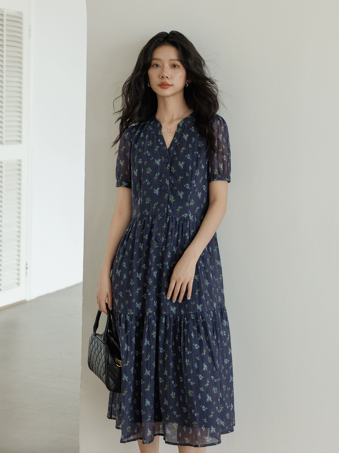 Key Neck Floral Dress VAS0121