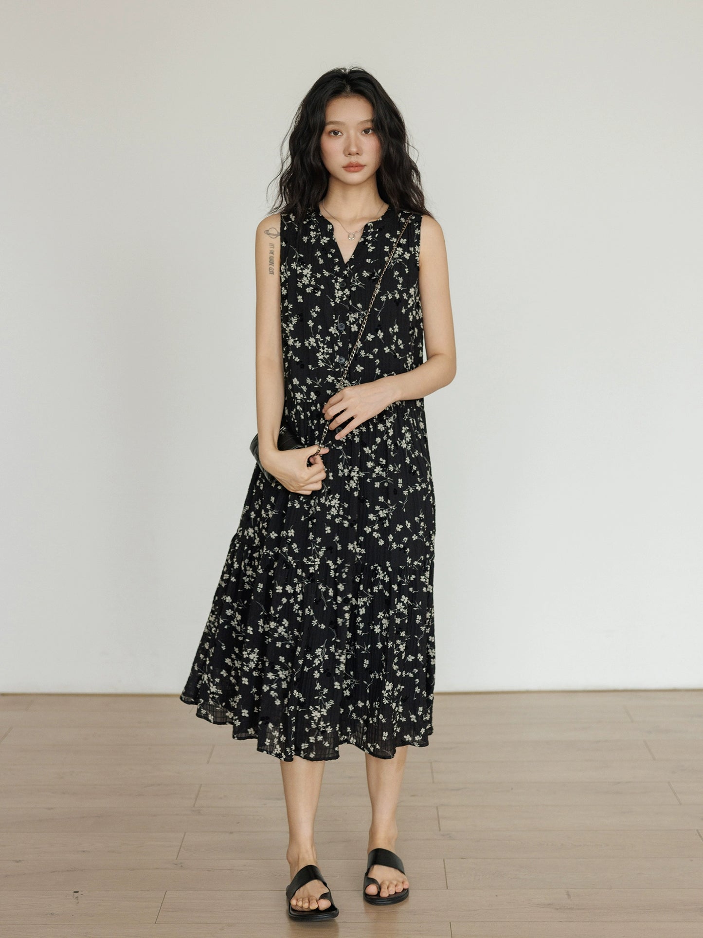 Sleeveless Floral Long Dress VAS0058