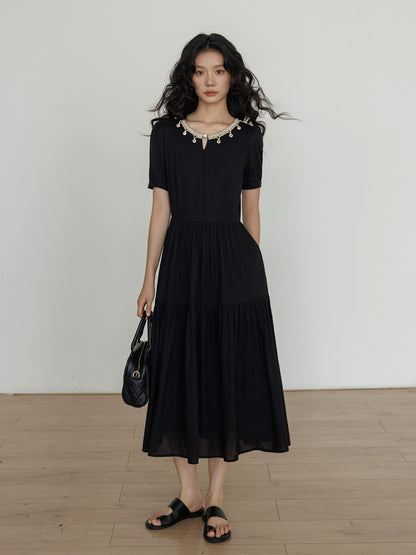 Round Neck Linen Long Dress VAS0132
