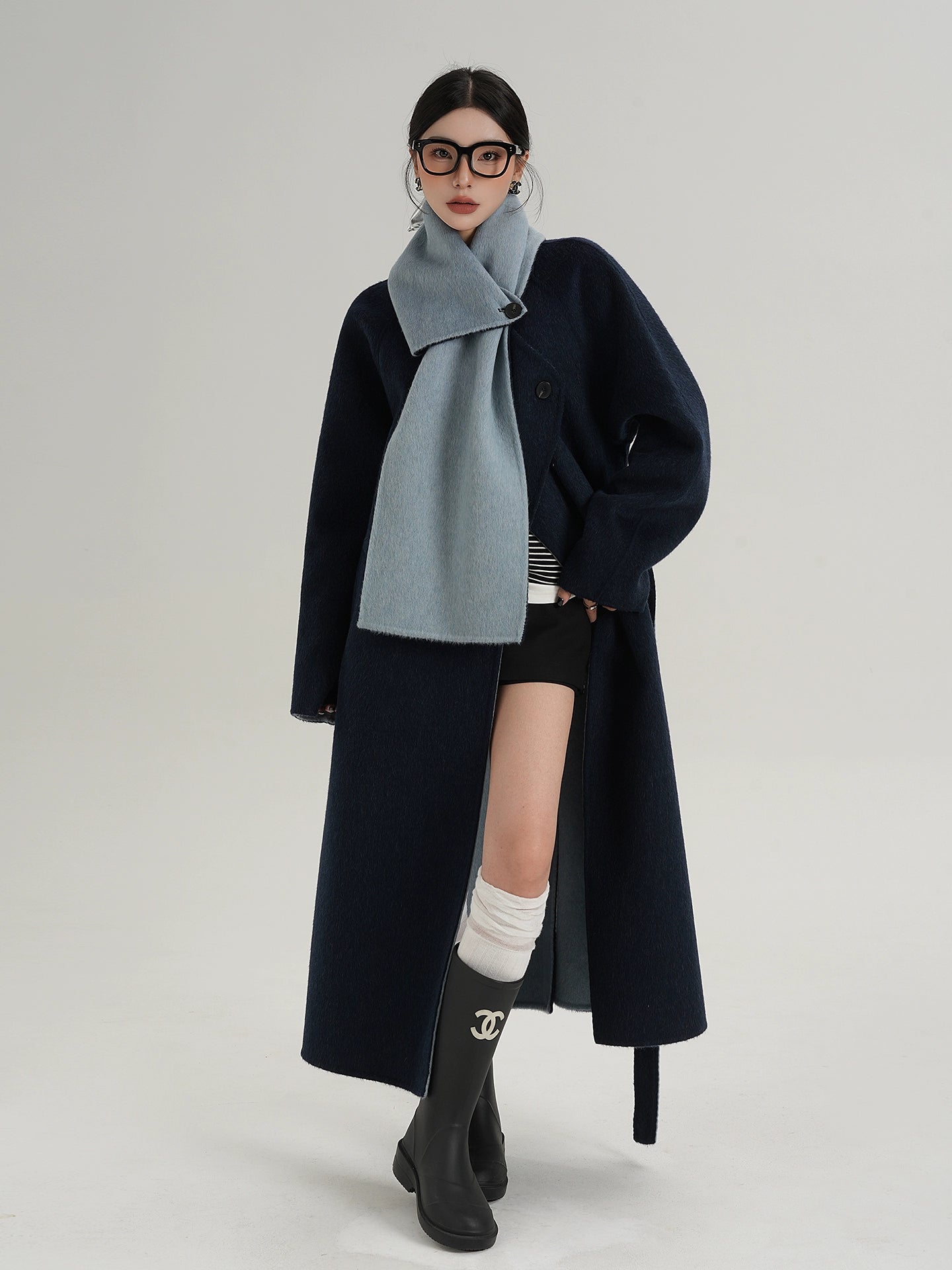 Scarf Design Long Wool Coat SRS0409