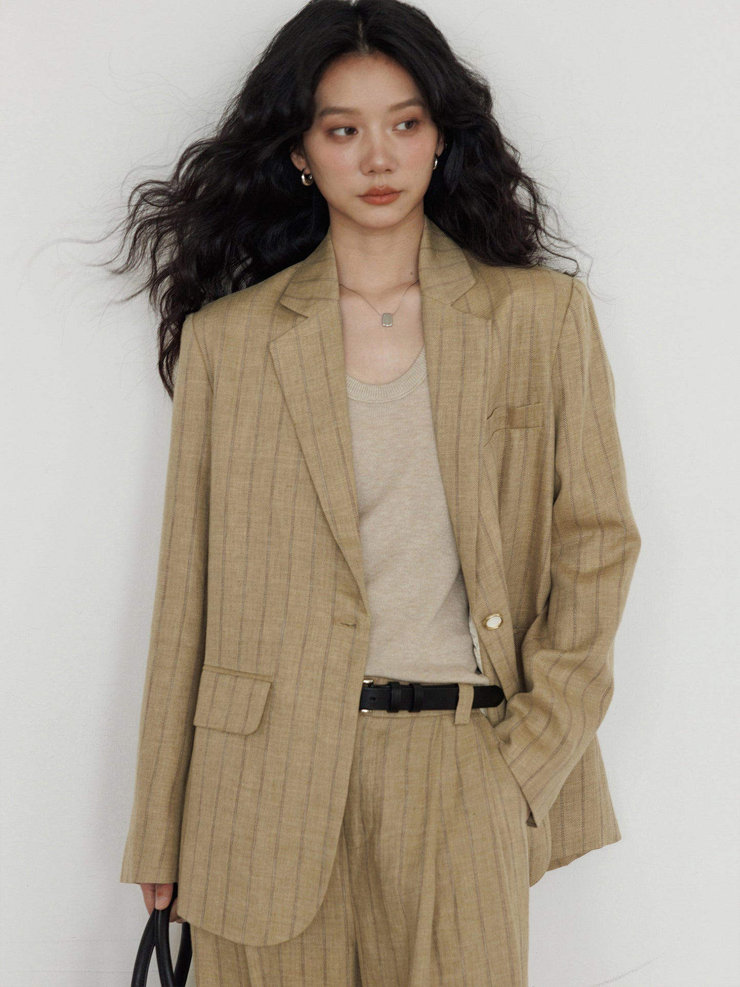 Stripe Design Blazer Jacket / Casual Wide Pants VAS0189