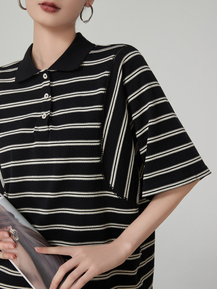 Striped Oversized Polo Shirt FER0244