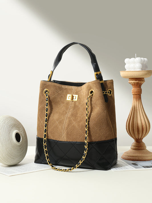 Suede & Leather Quilted Chain Bag ABB0003