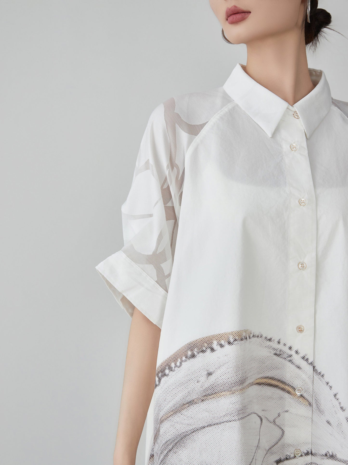 Hand-Drawn Art Print Shirt Dress FER0179