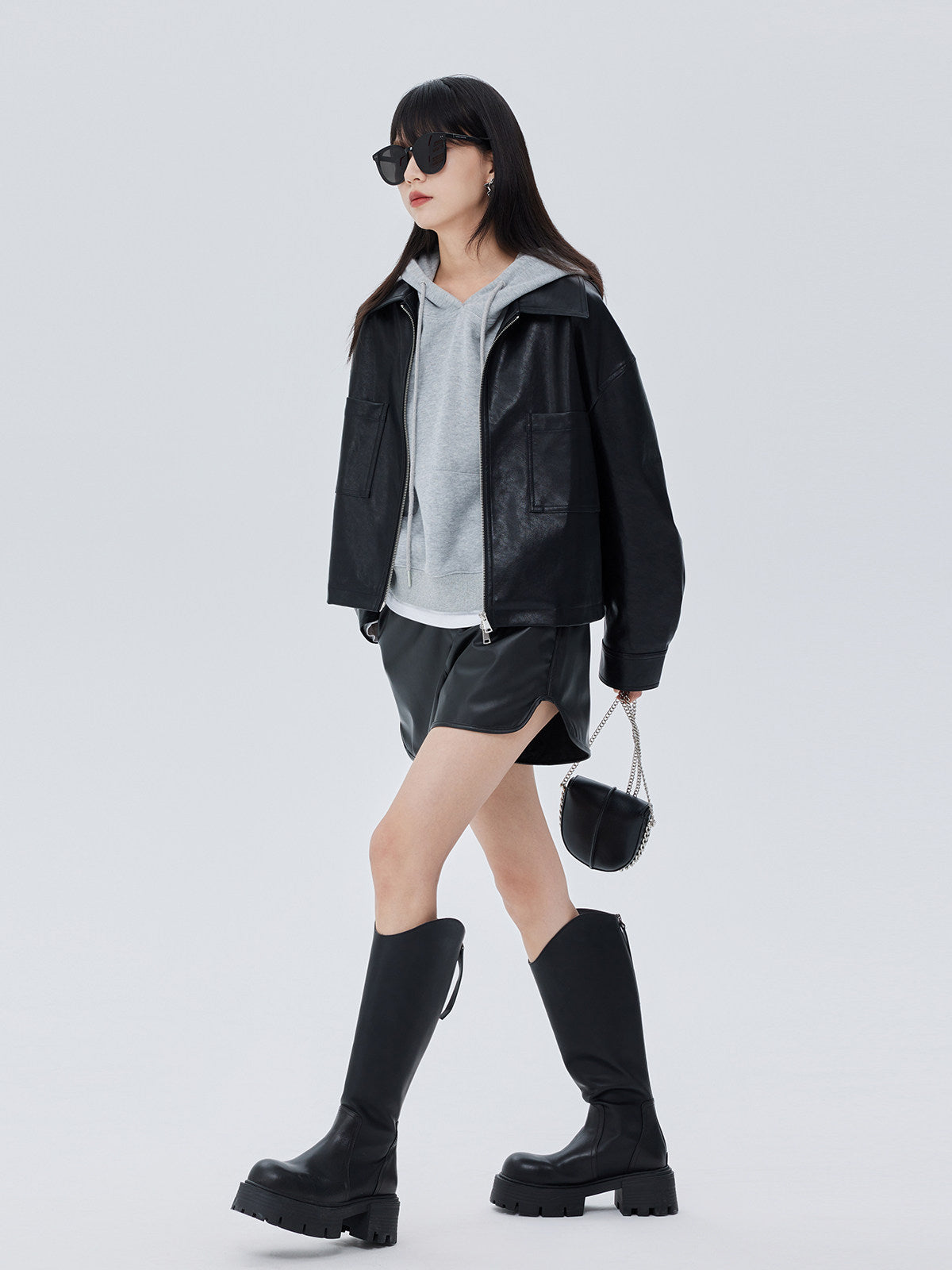 Drop Shoulder Leather Jacket SHN0020