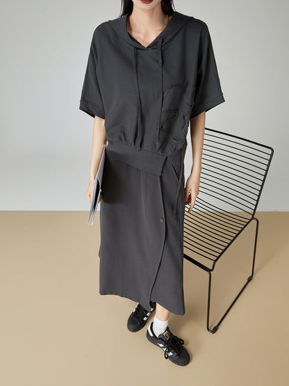 Short-Sleeve Sweatshirt Hoodie / Wrap Skirt FER0278