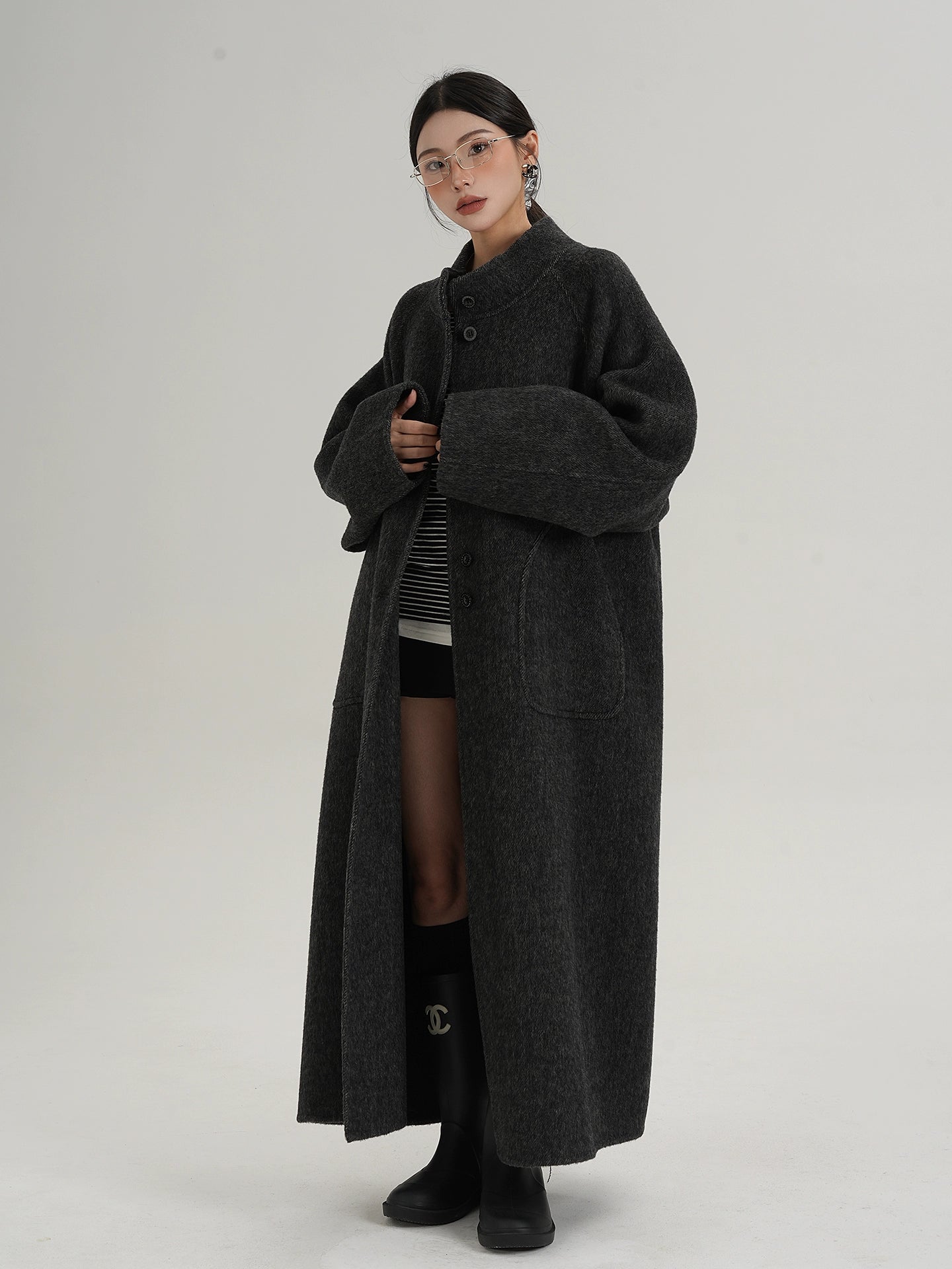 Mock Neck Long Coat SRS0407