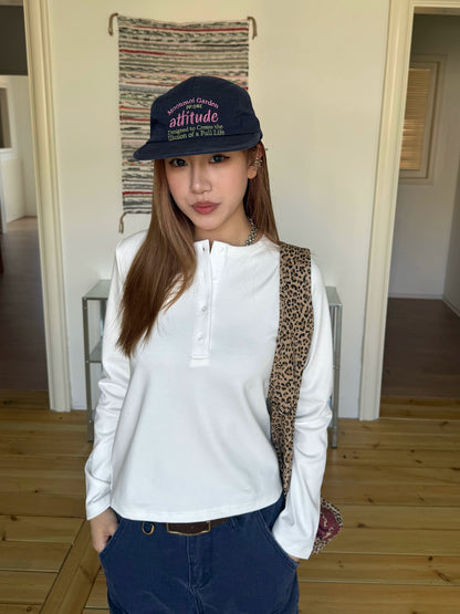 Half-Button Long Sleeve Top CYE0022
