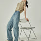 Short Sleeve High Neck Knit Sew / Denim Pants LLA0086