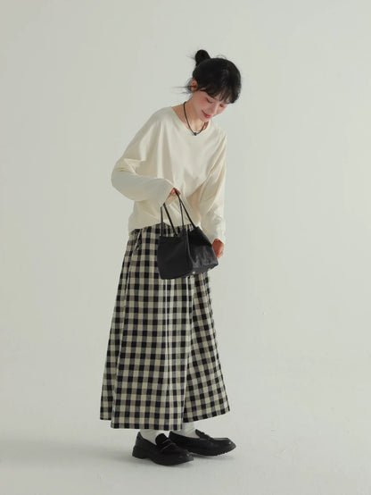 Plaid Linen Wide Pants EPR0003