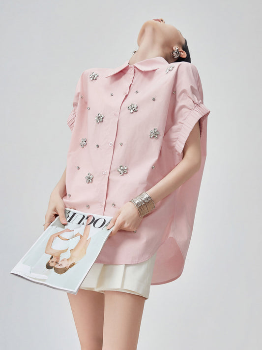 Flower Bijou Puff Sleeve Shirt FER0032