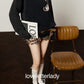 Leopard Print Cotton T-Shirt  / Leopard Frill Mini Shorts LLA0658