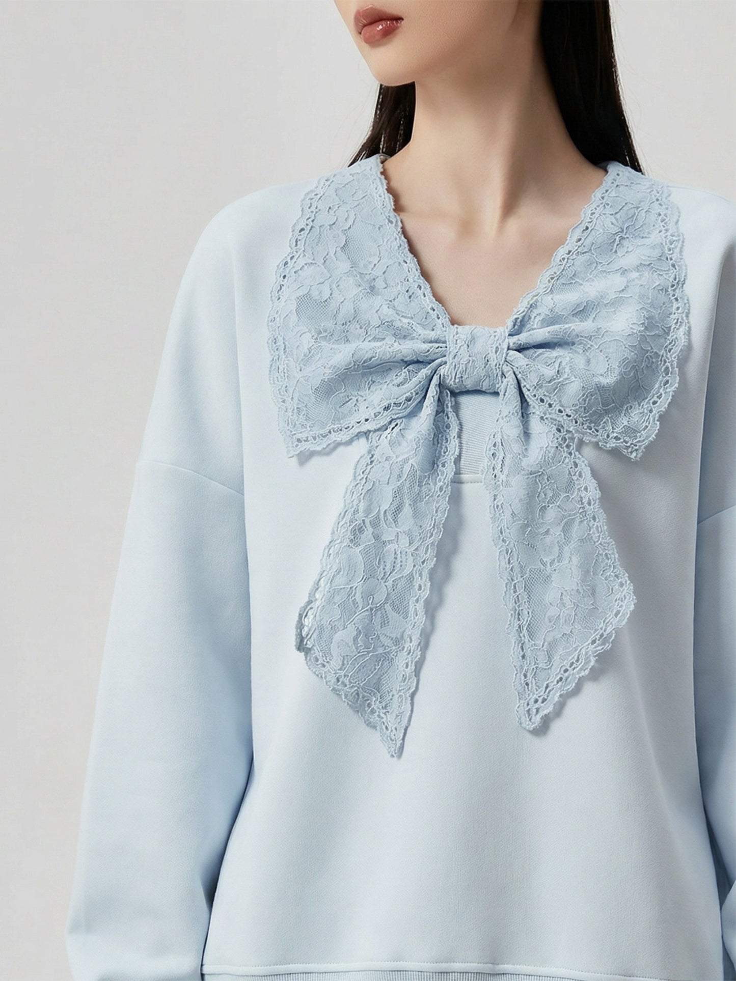 Lace Ribbon Long-Sleeve Top / Shorts FER0043