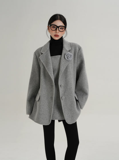 Rose Motif Wool Jacket / Cami Knit Dress SRS0386