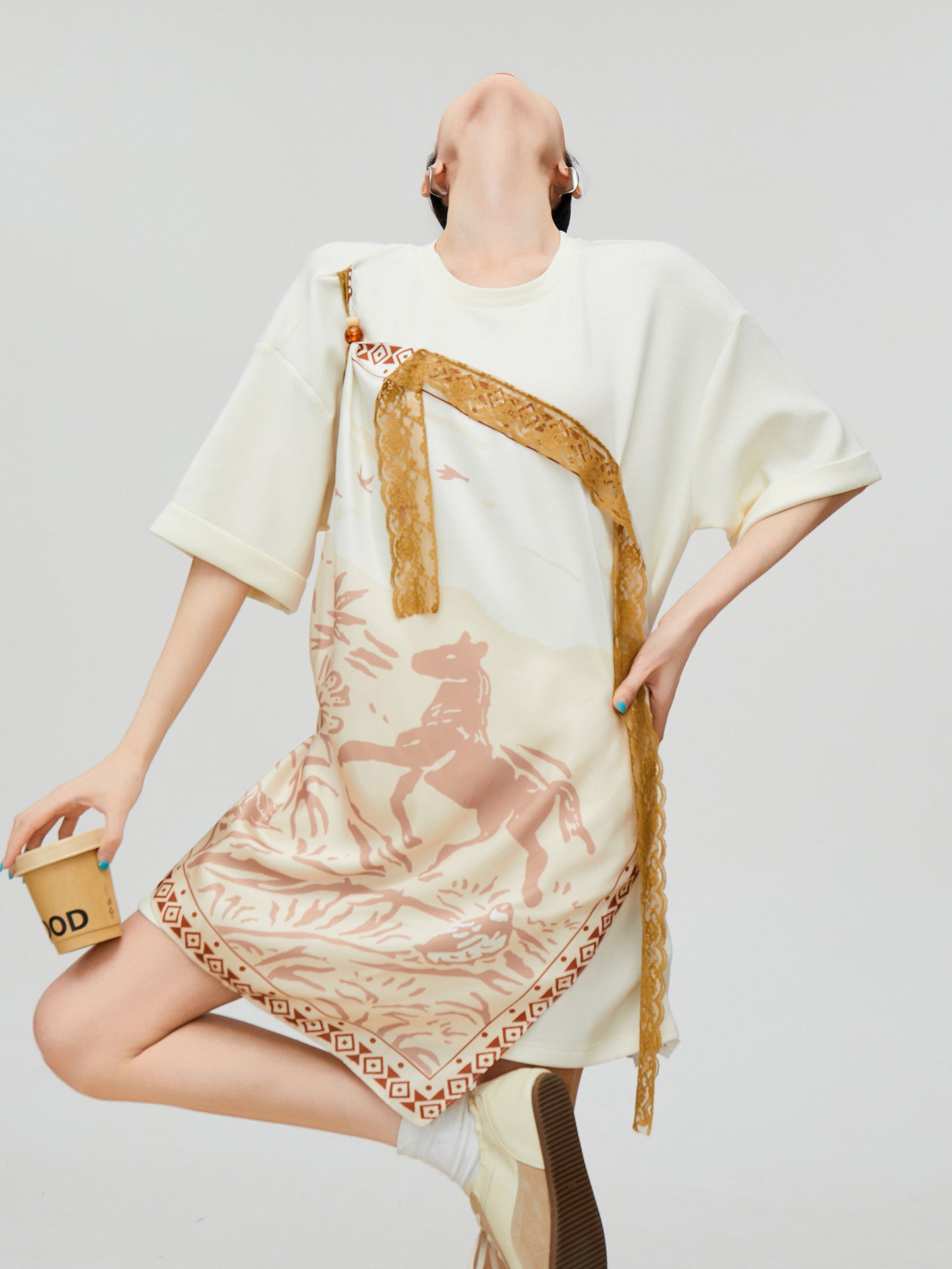 Horse-Handle Scarf Layered Dress FER0295