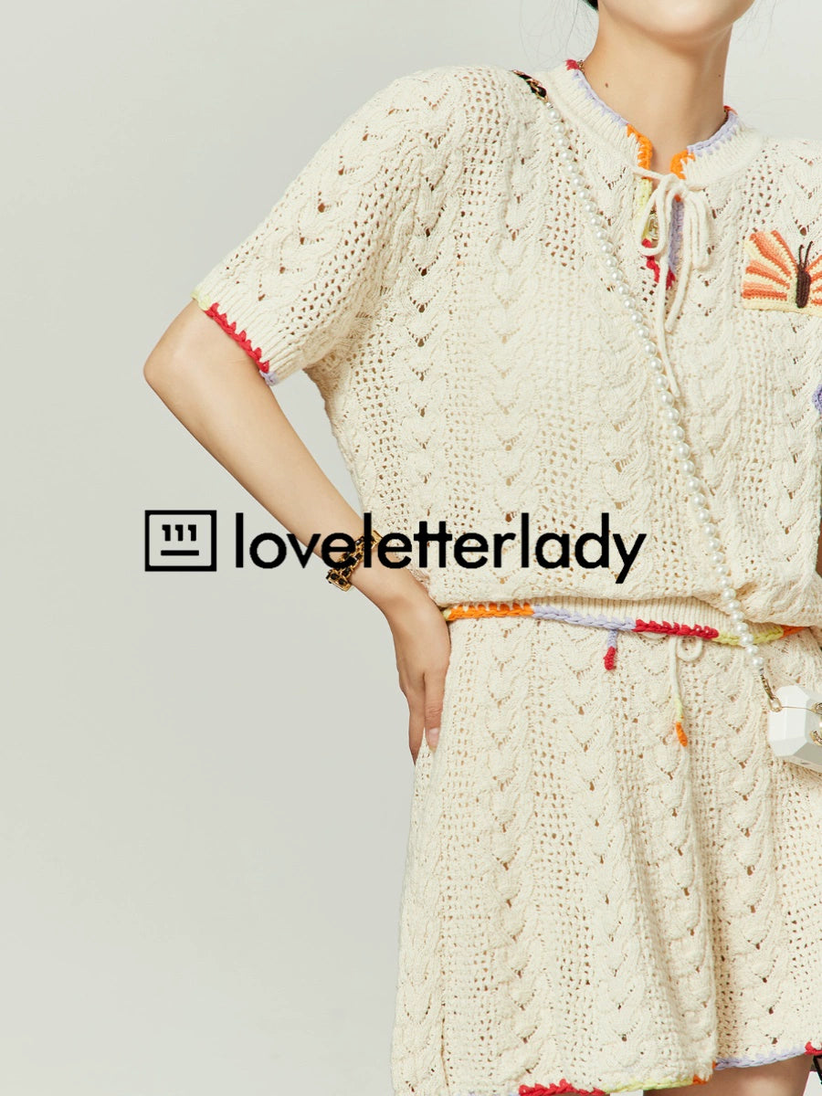 Butterfly Embroidered Knit Tops / Knit Skirts LLA0067